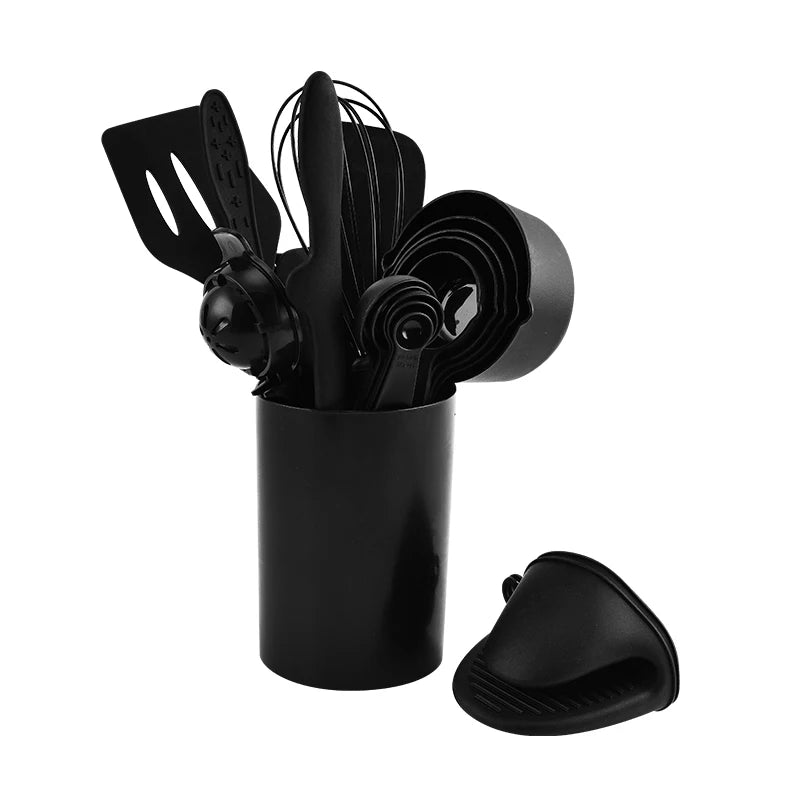 Utensilios de cocina de silicona integrados para hornear, juego de 21 piezas, sartén antiadherente resistente a altas temperaturas, espátula, cepillo de aceite, batidor de huevos para freír
