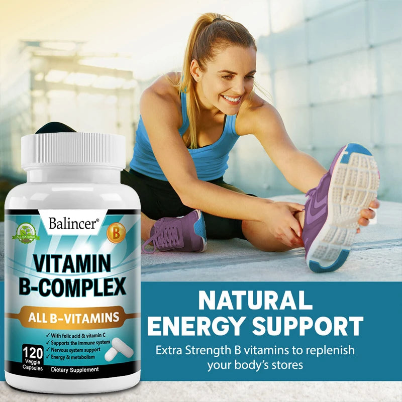 Complejo de Vitamina B Balincer con Ácido Fólico y Vitamina C | Apoyo para Energía, Sistema Nervioso e Inmunidad