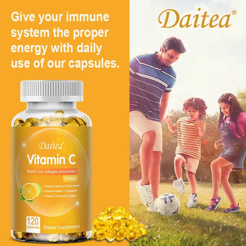 Vitamina C 2000 mg Daitea | Antioxidante Potente para Inmunidad, Piel, Cabello y Uñas