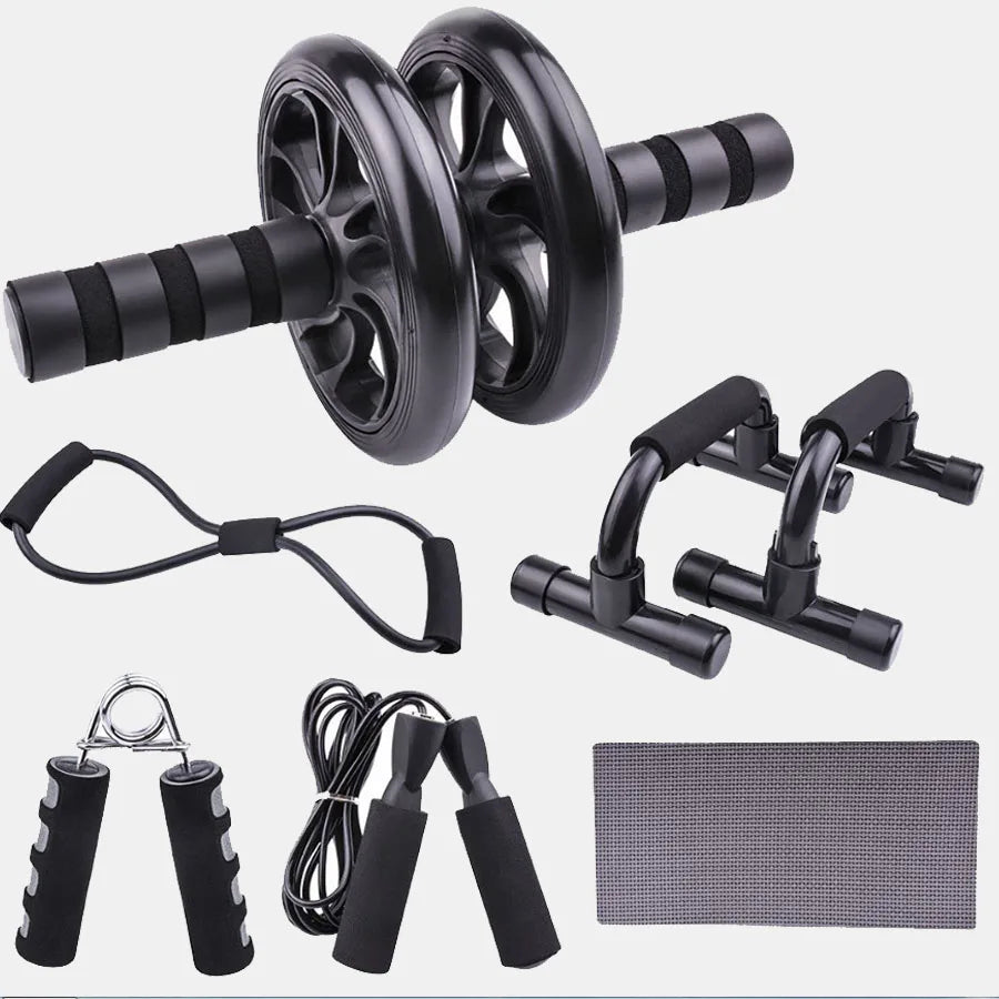 1 juego de fitness de siete piezas, equipo de fitness pequeño para el hogar, cuerda para saltar, dispositivo de agarre, push up, rueda abdominal, m