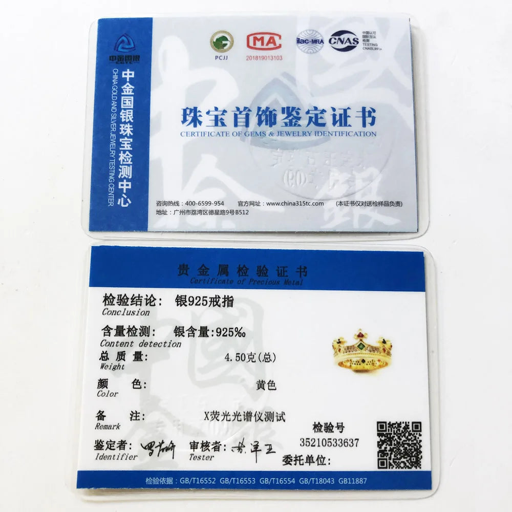 Anillo de Plata de Ley 925 para mujer, joya fina de estilo europeo de oro con corona de Reina, joya de diseño majestuoso