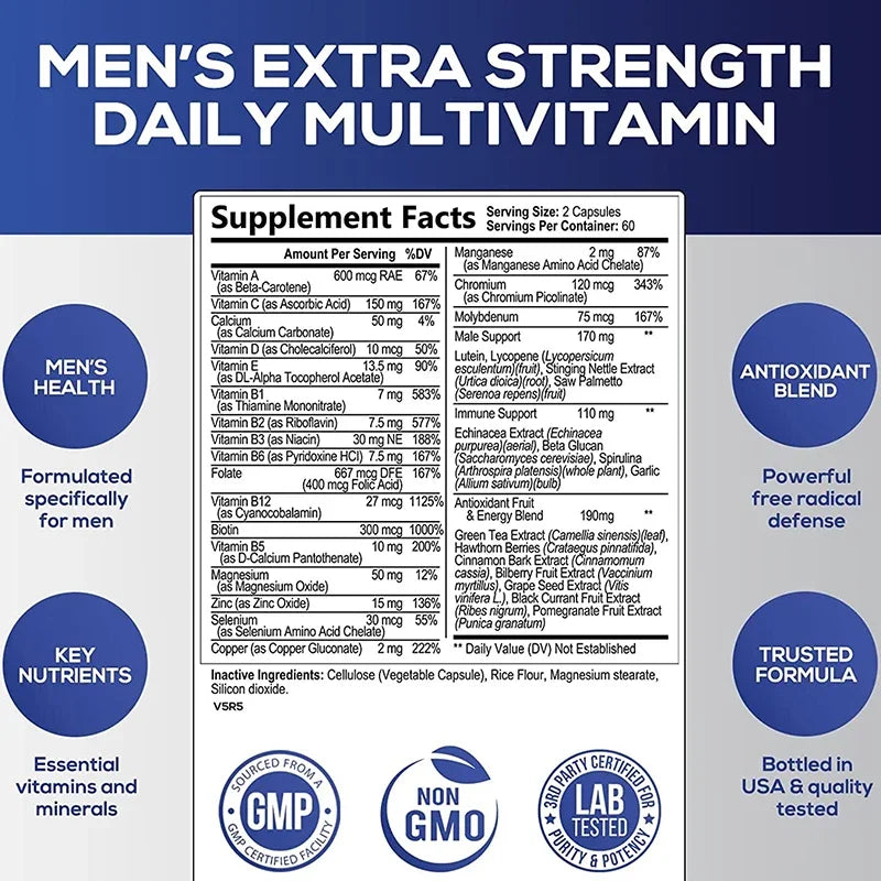 Multivitamina Diaria para Hombres Xemenry | Apoyo Cognitivo, Energía, Resistencia y Bienestar Masculino