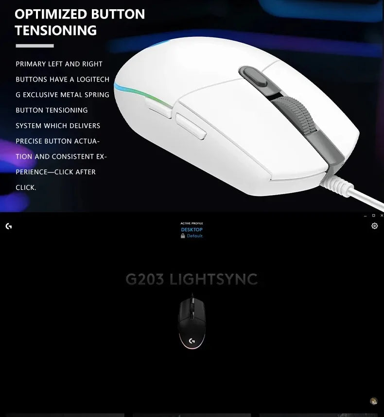 🖱️ Mouse Gamer con Cable Logitech G203 Precisión Profesional, 6 Botones Programables y Diseño Ergonómico