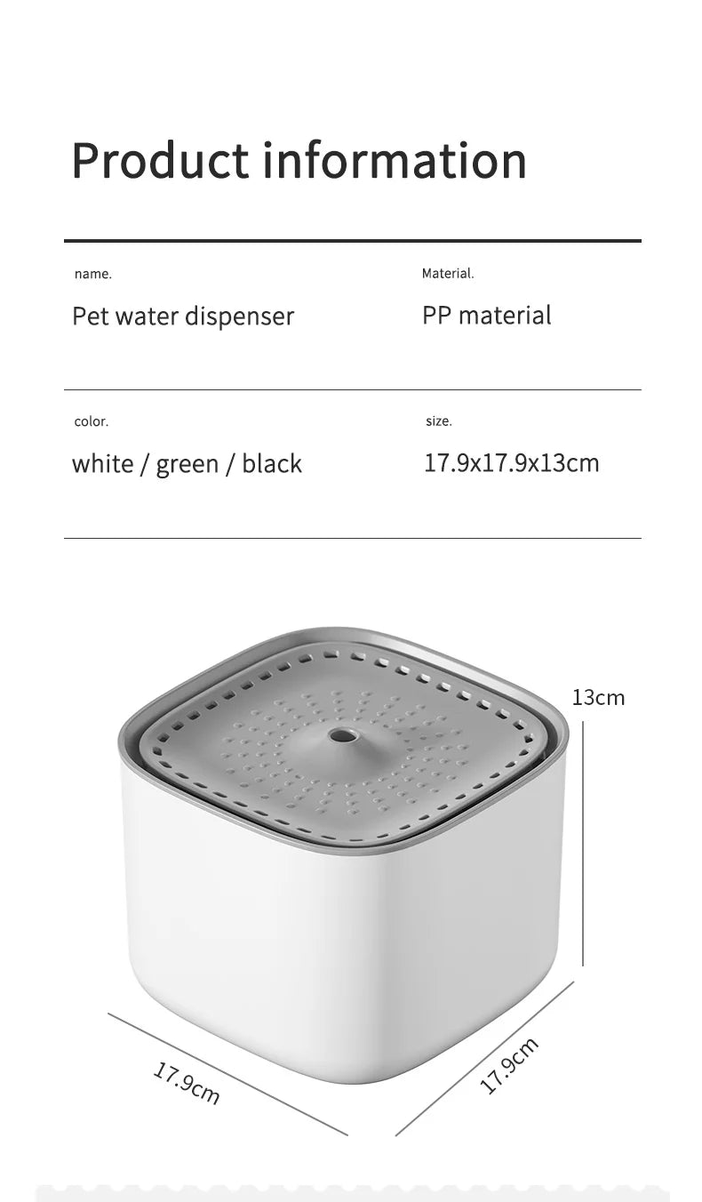 Fuente de agua para gatos de 3L, filtro de recircular automático, bebedero de agua para gatos de gran capacidad, dispensador de agua silencioso eléctrico USB para gatos