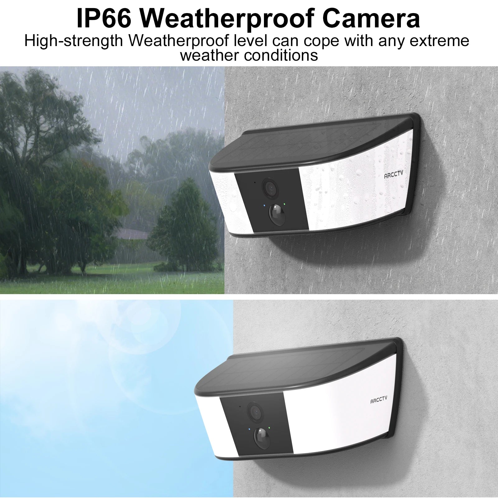 Cámara Solar de Seguridad ARCCTV 2K WiFi - Exterior con Reflector, Detección Humana y Audio Bidireccional