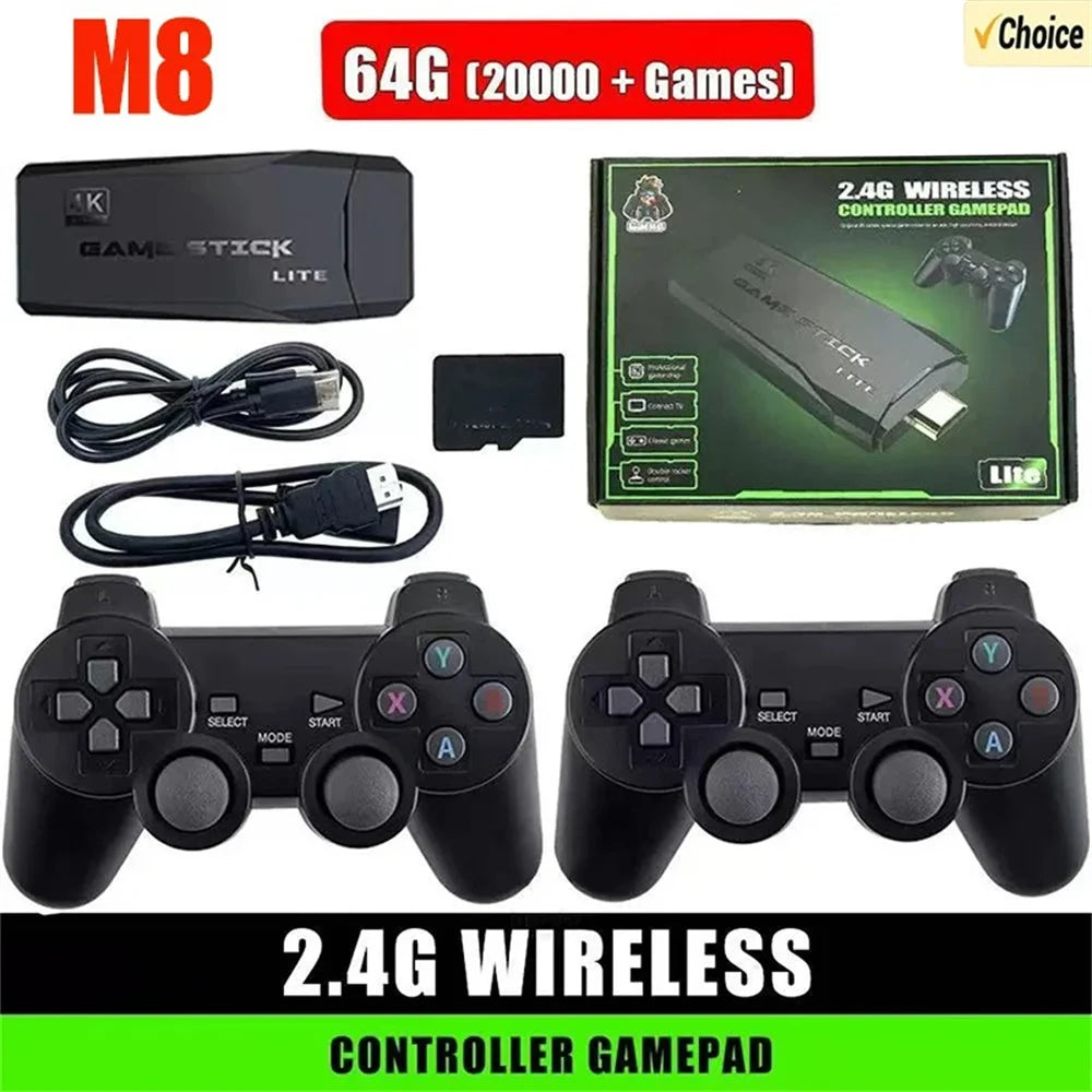 Consola Retro M8 4K Game Stick - 20,000 Juegos + Control Inalámbrico 64GB