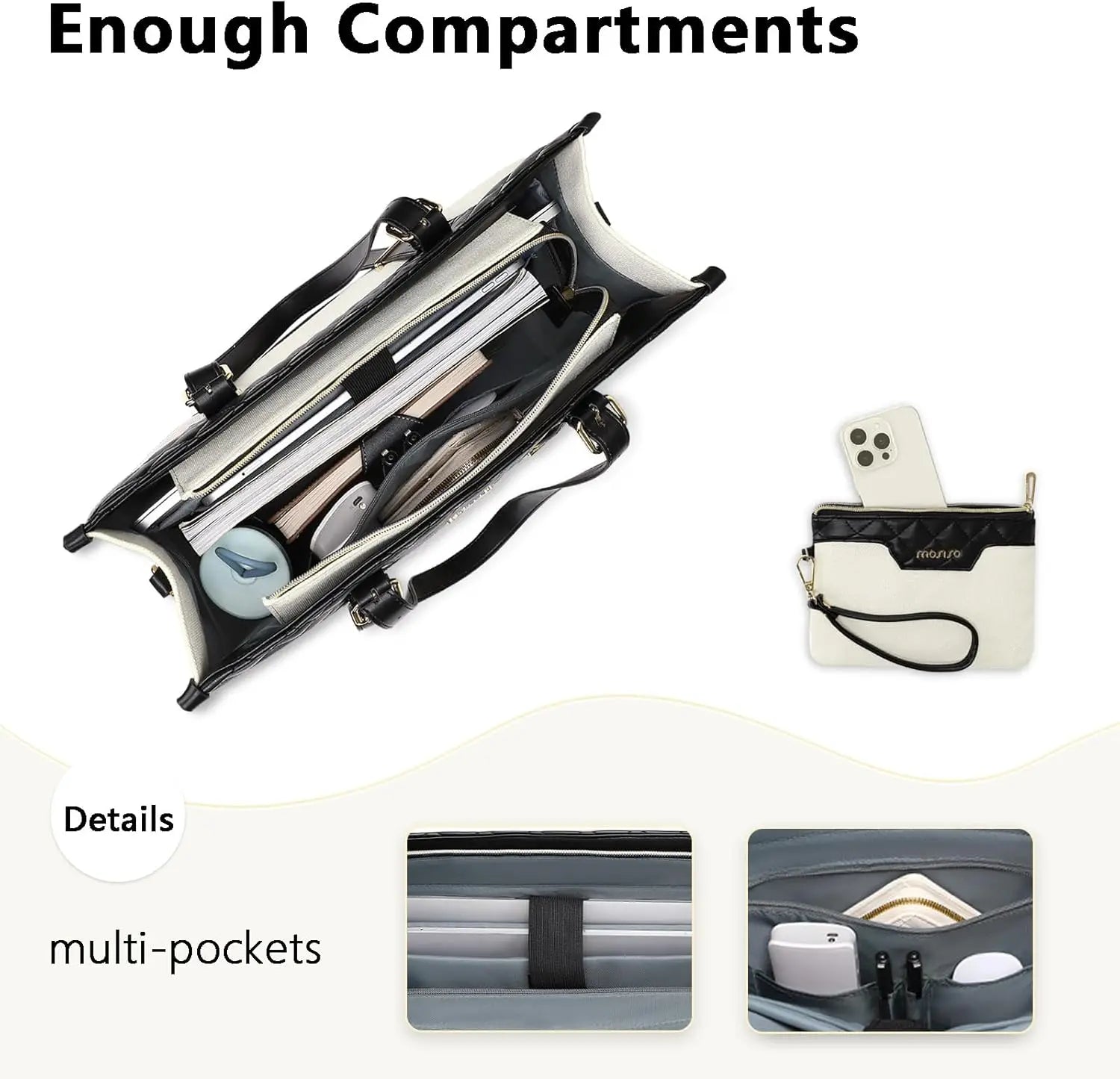 Bolso para Laptop 16" Mujer - Maletín Acolchado Elegante Beige Gran Capacidad