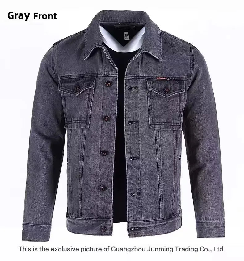 Chaqueta de mezclilla informal a la moda para hombre, ropa de trabajo, estilo clásico, manga larga, resistente al viento, par...