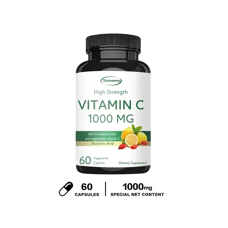 Vitamina C 1000 mg Xemenry | Refuerzo Inmunológico, Antioxidante y Apoyo para Piel, Corazón y Dientes