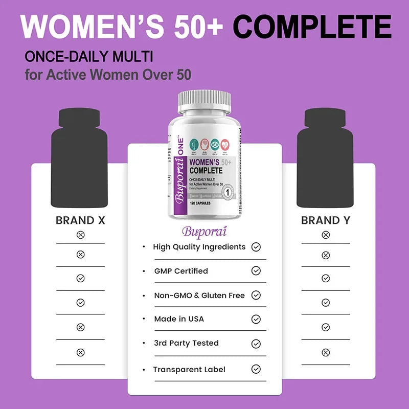Multivitamina Completa 50+ para Mujer Xemenry | Apoyo para Huesos, Vista, Memoria, Piel y Metabolism