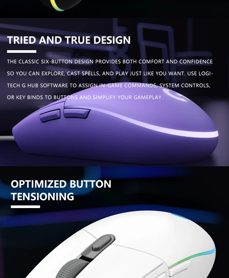 Mouse Gamer Logitech G102 | Sensor de Alta Precisión, Iluminación RGB y Rendimiento Duradero