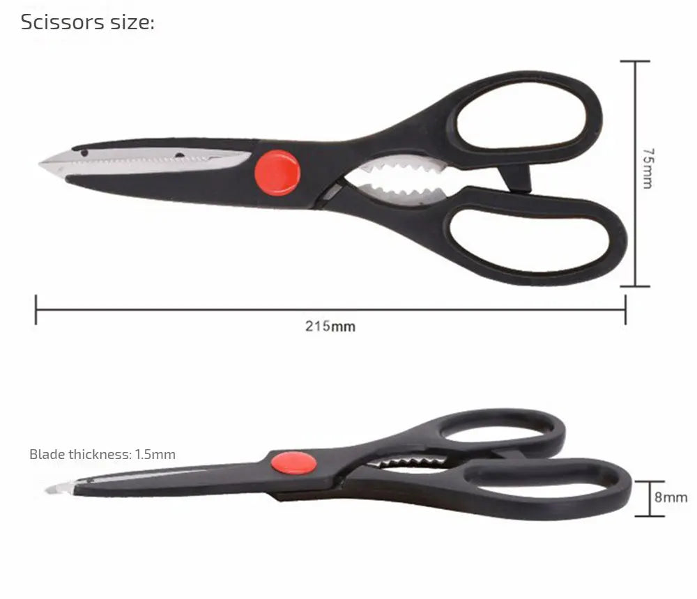 ✂️ Tijeras de Cocina Multifuncionales de Acero Inoxidable Afiladas, Seguras y Duraderas | Incluyen Cascanueces Integrado