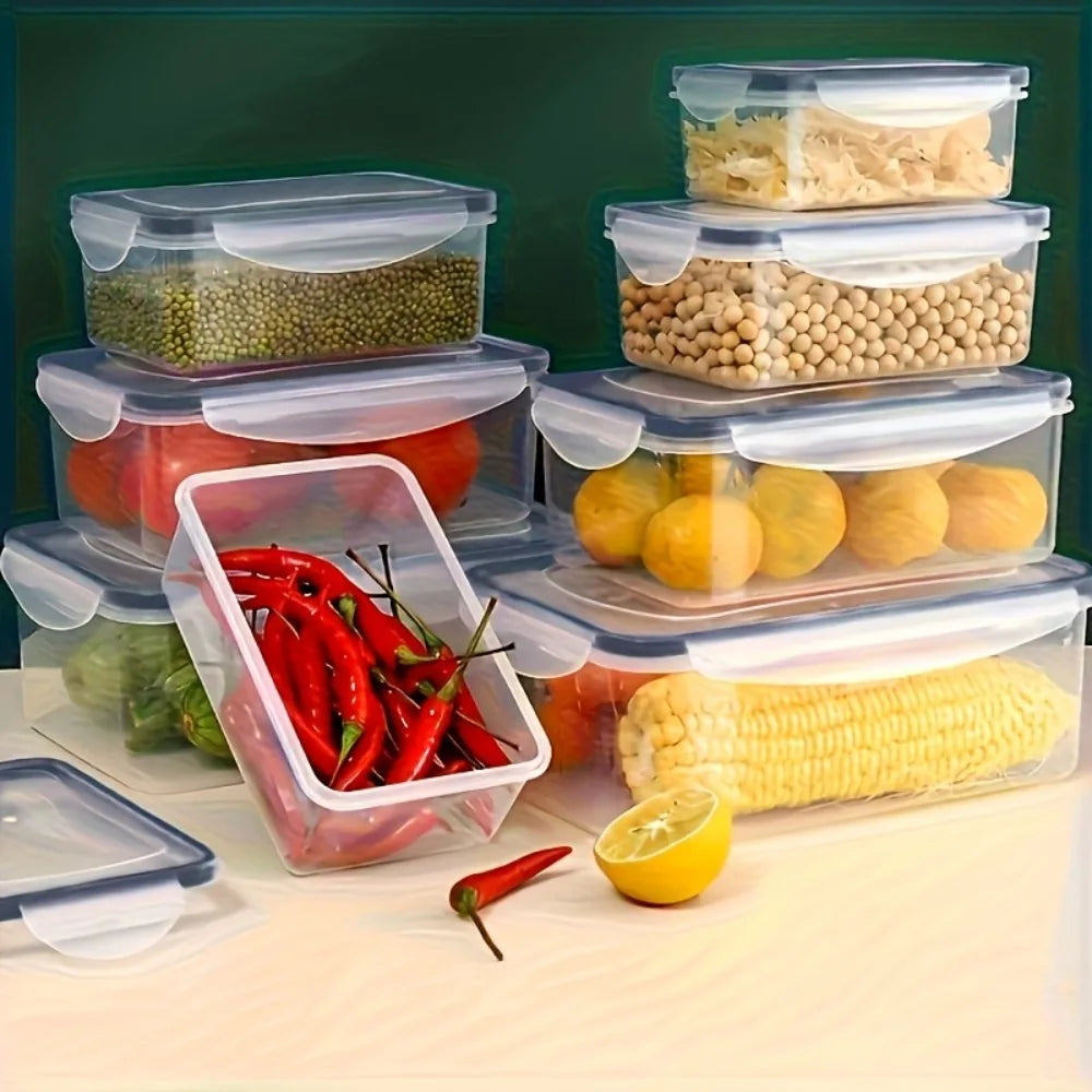 Contenedores de alimentos herméticos sin BPA, 8 unidades, con tapas de bloqueo, almacenamiento de plástico PP seguro para microondas/congelador para productos secos/frutas/verduras