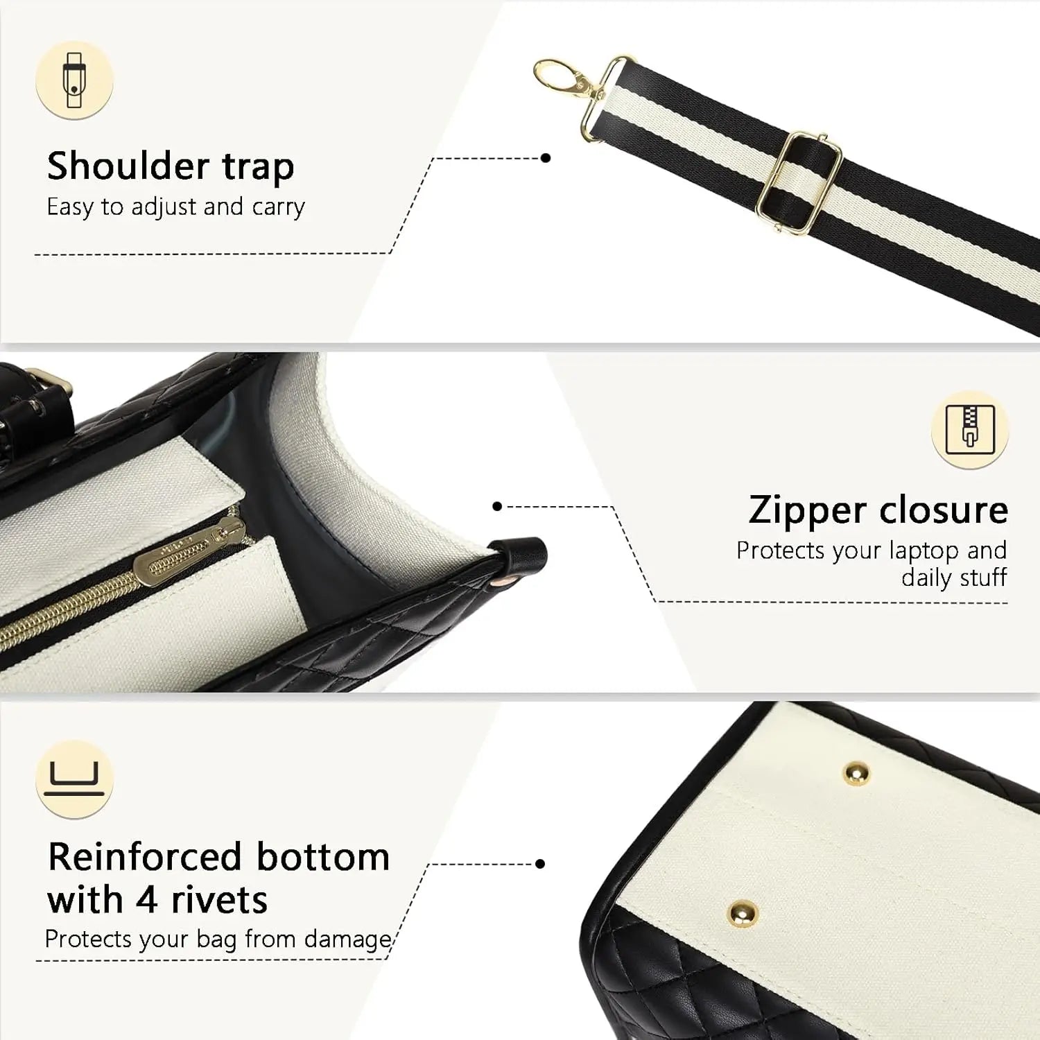 Bolso para Laptop 16" Mujer - Maletín Acolchado Elegante Beige Gran Capacidad