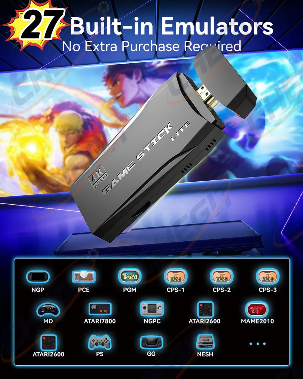 Nuevo 128G 50000 + Game Stick X10 Pro 4K Video TV consola de juegos inalámbricos Gamepads Videojuego/64G 20000+ juegos Arcade clásicos