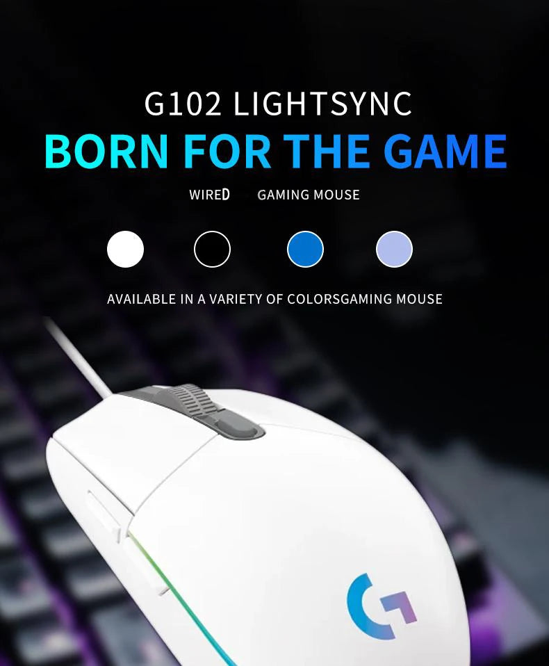 Mouse Gamer Logitech G102 | Sensor de Alta Precisión, Iluminación RGB y Rendimiento Duradero