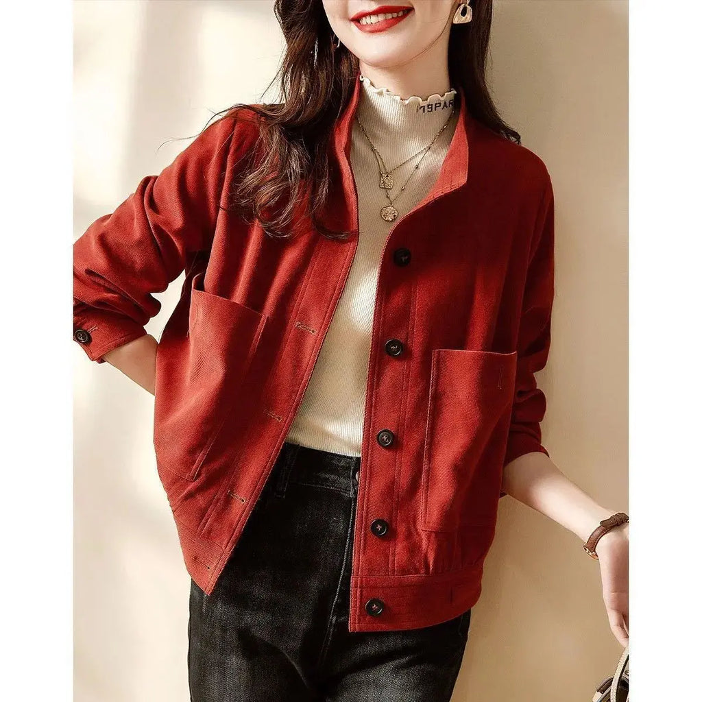 Chaqueta Corta de Motocicta para Mujer, de Alta Gama, Antienvejecimiento, Talla ande, Artística, Versátil, Moderna, para...