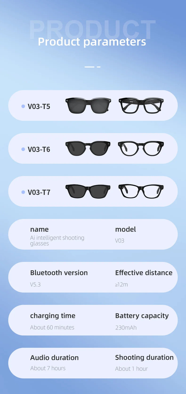 Gafas inteligentes AI, traducción AI, cámara HD de 8MP, imagen de disparo 4K, grabación de conversación, escucha de música, novedad de 2026