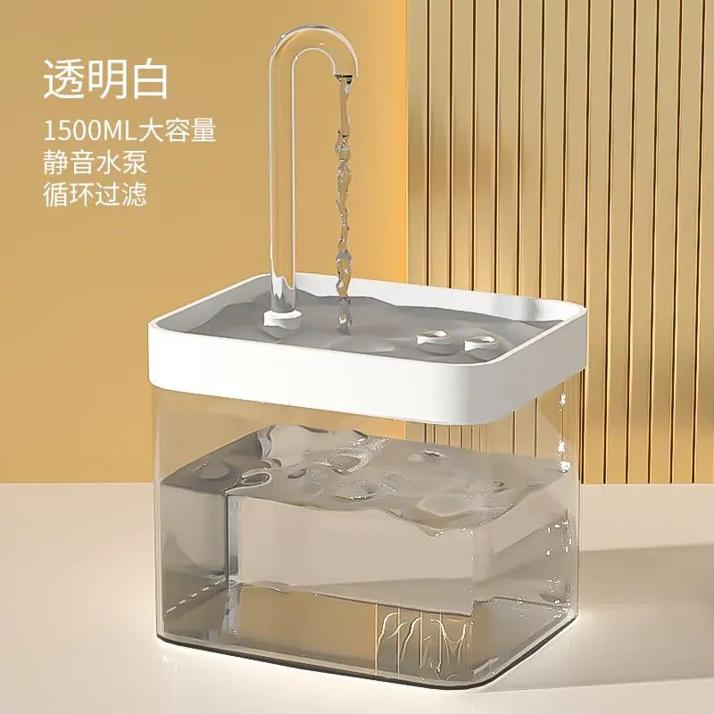Fuente de Agua Automática para Gatos 1.5L – Bebedero Ultrasilencioso con Sistema de Filtración Recirculante