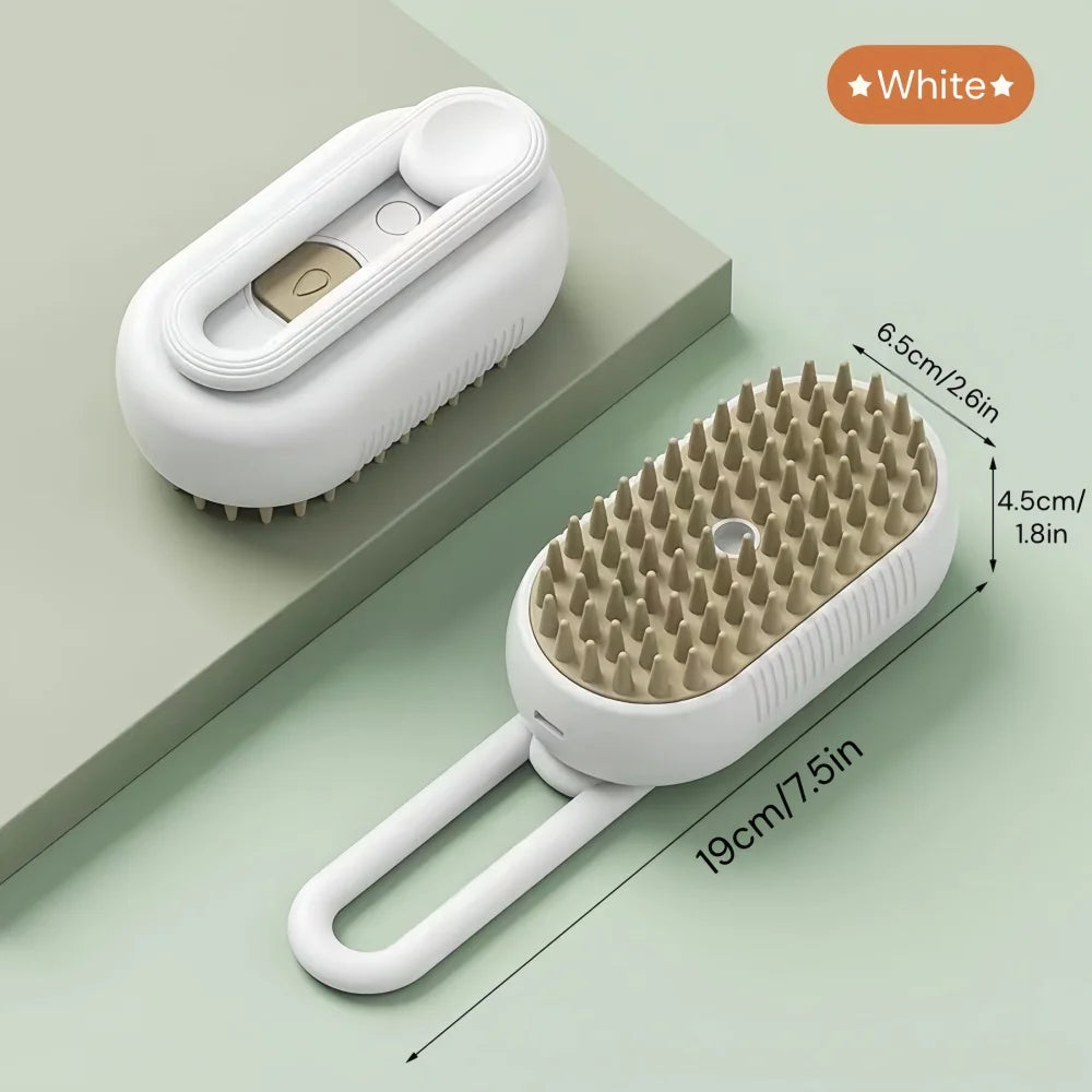 Cepillo de Vapor 3 en 1 para Gatos | Elimina Pelo Suelto, Masaje Relajante y Spray Vaporizador – Recargable USB