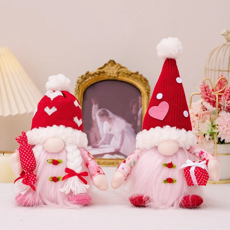 💕 Gnomo Decorativo Iluminado para San Valentín Muñeco Tejido sin Rostro con Luz LED | Regalo Romántico y Decoración del Hogar