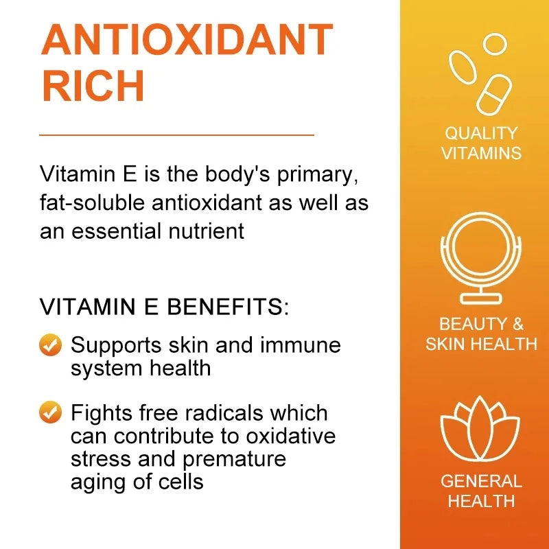 Vitamina E Bunkell | Antioxidante para Piel Hidratada, Salud Ocular y Apoyo al Sistema Inmunológico (30 / 60 / 120 cápsulas)