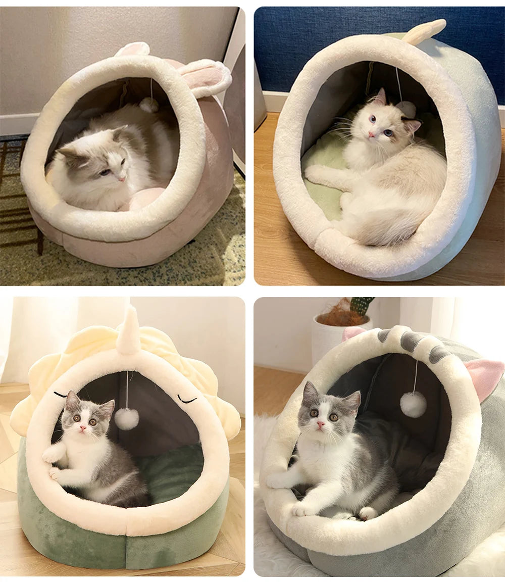 🐾 Cama Tipo Cueva para Gatos – Suave, Lavable y Plegable | Refugio Cálido para Mascotas