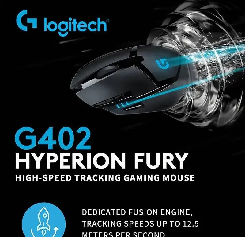 Ratón para juegos Logitech G402, con seguimiento de alta velocidad y efectos de sonido estéreo, es imprescindible para los jugadores. Toque cómodo