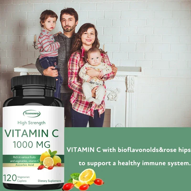 Vitamina C 1000 mg Xemenry | Refuerzo Inmunológico, Antioxidante y Apoyo para Piel, Corazón y Dientes