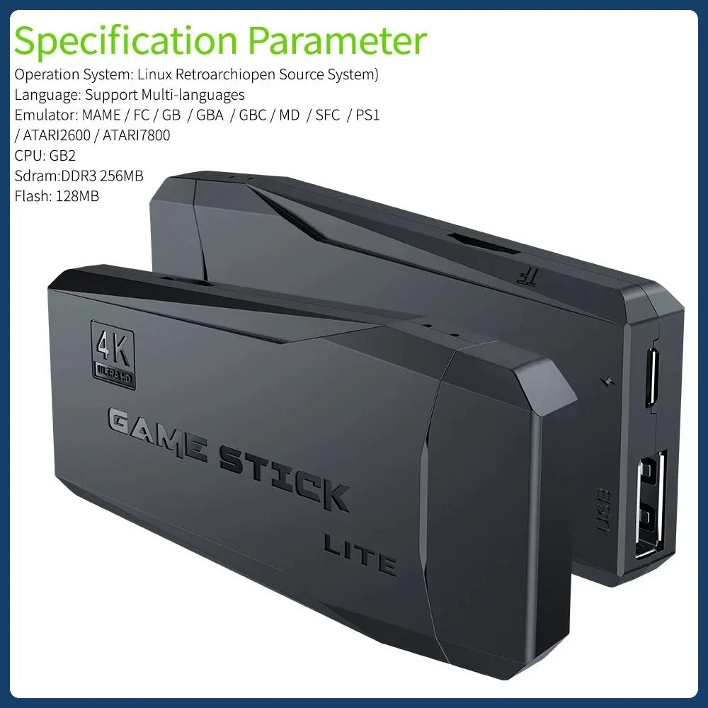 Consola de videojuegos portátil, 4K, 2,4G, control inalámbrico, consola de videojuegos clásica retro inalámbrica, incluida más de 10000 juegos