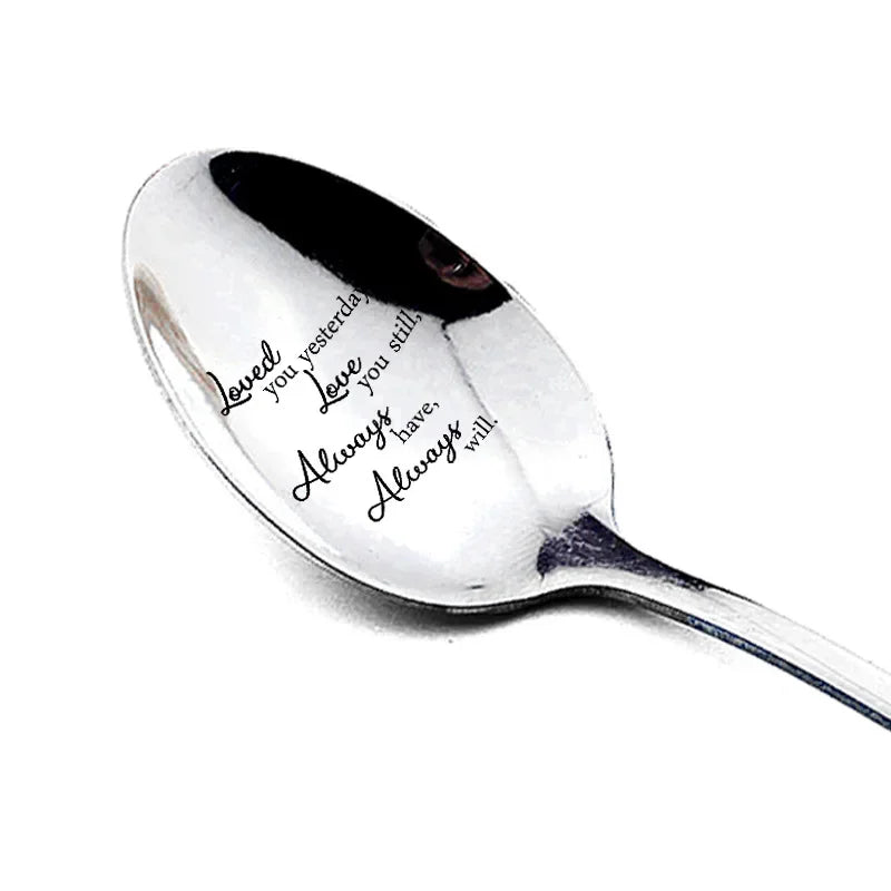 Regalo del Día de San Valentín, cucharas de café con leche de acero inoxidable, letras de amor, recuerdos de boda, regalo de aniversario para novia y novio