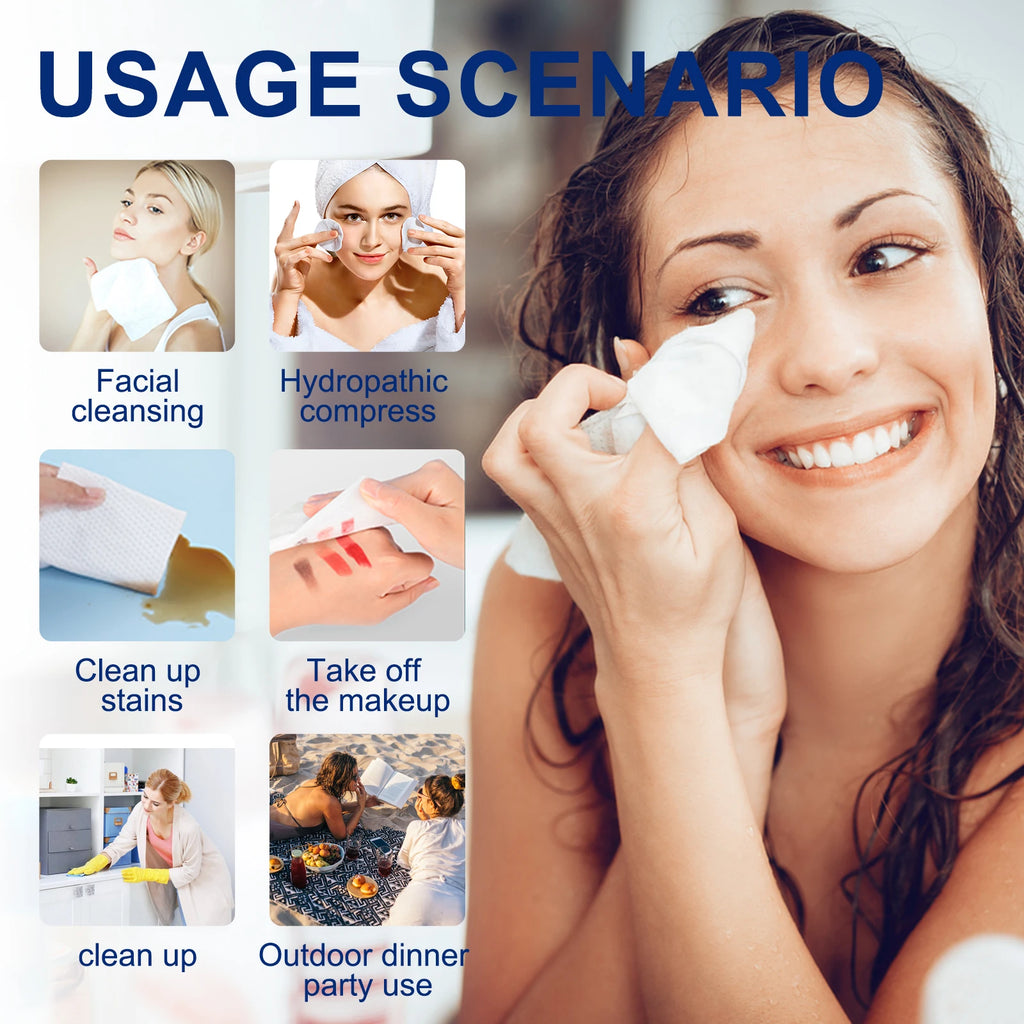Toallitas Faciales Desechables 26x30cm - Limpieza Profunda Gruesas (40 pcs)
