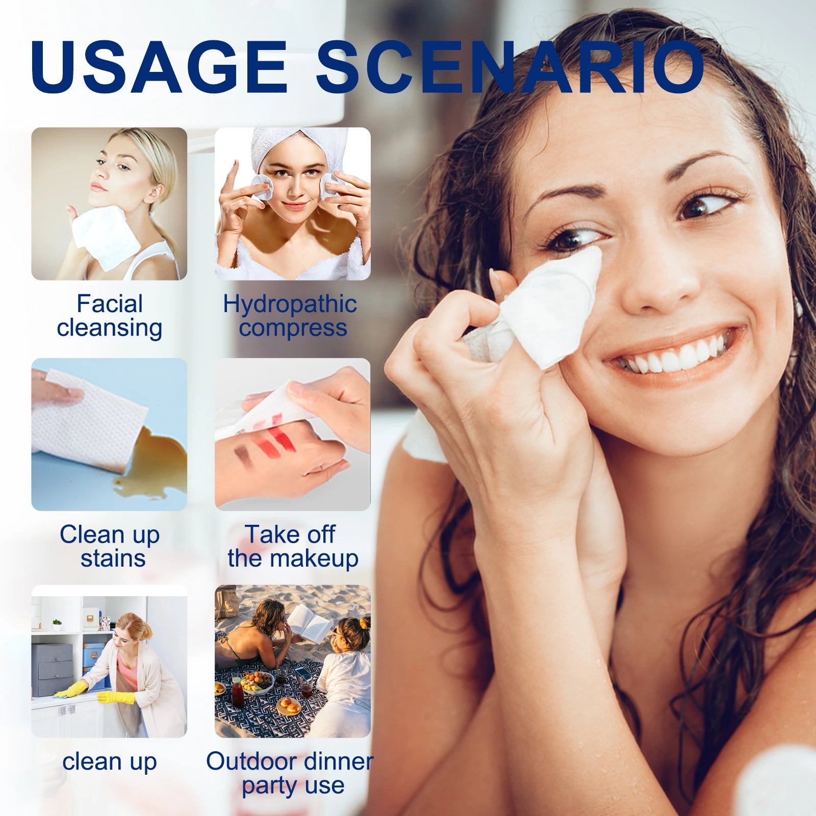 Toallitas Faciales Desechables 26x30cm - Limpieza Profunda Gruesas (40 pcs)