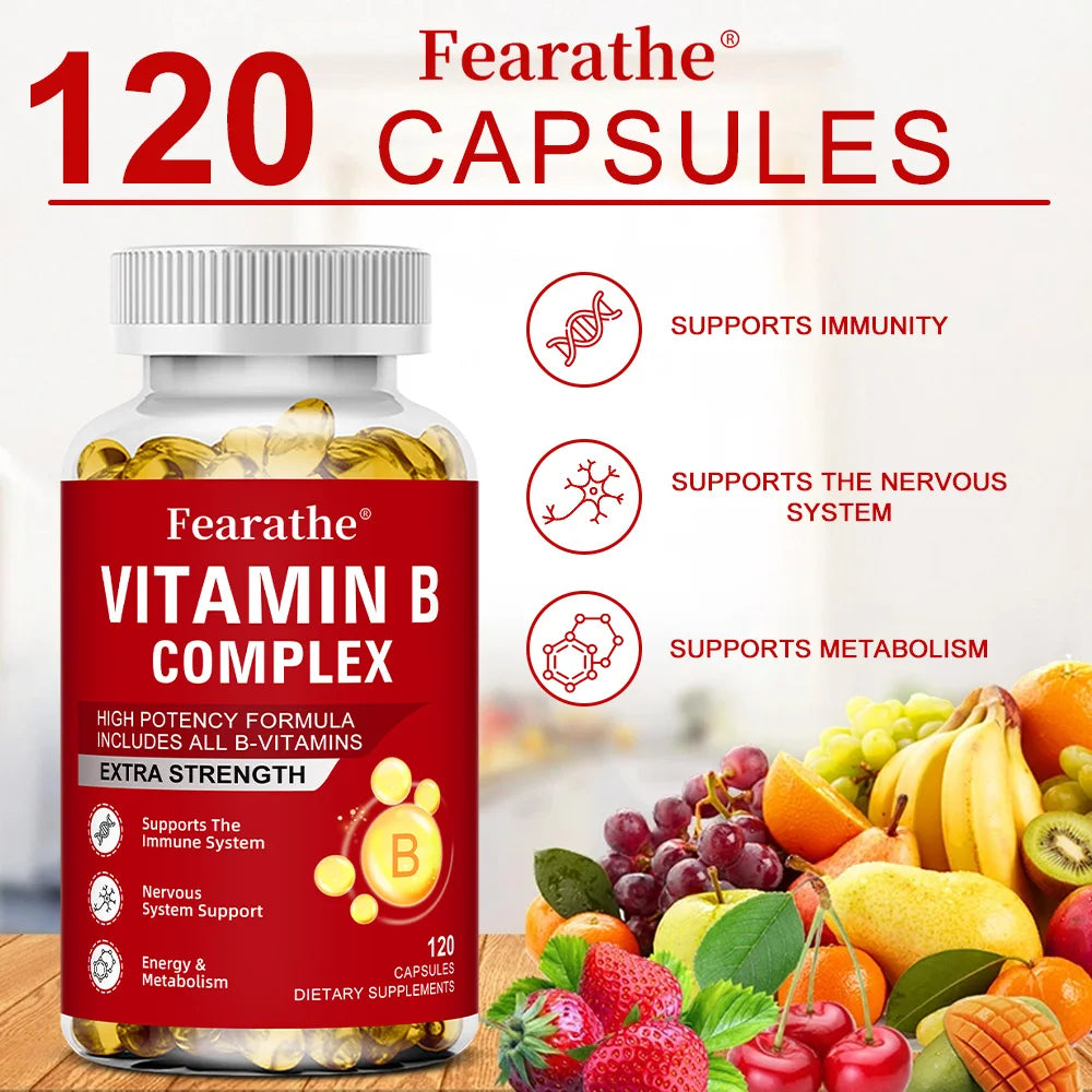 Complejo de Vitamina B Fearathe | B12, B2, B3, B6, Ácido Fólico y Biotina para Energía e Inmunidad