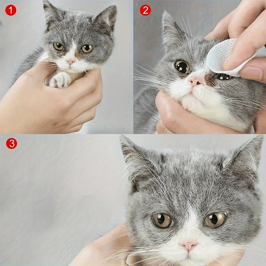 Toallitas de Limpieza para Ojos de Mascotas - Quitamanchas Suaves para Perros y Gatos (200 pcs)