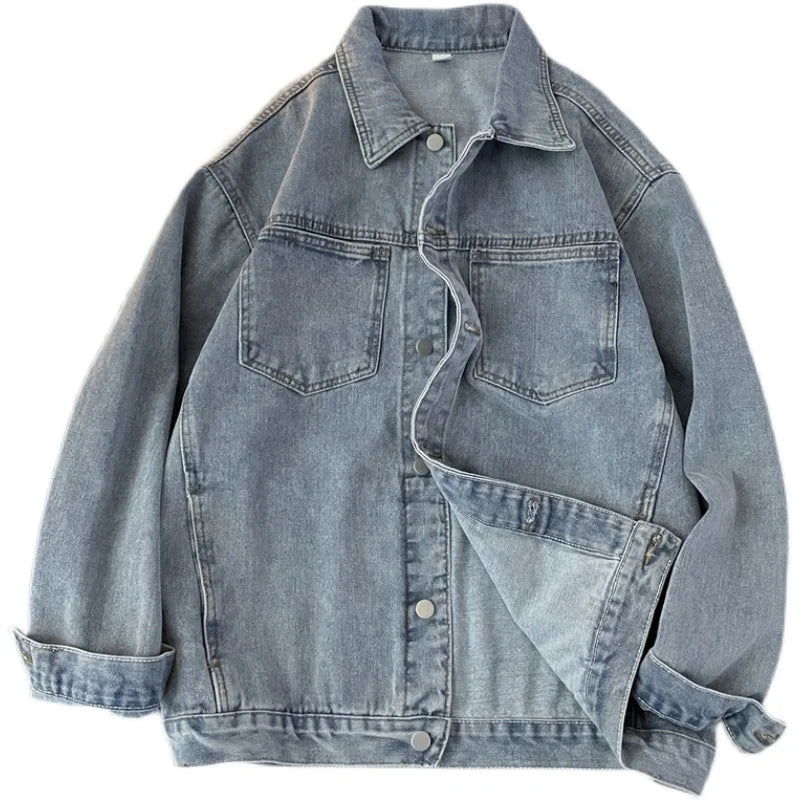 Chaqueta vaquera retro americana para hombre, estilo casual coreano, tendencia de primavera y otoño, ropa de trabajo, estilo ...