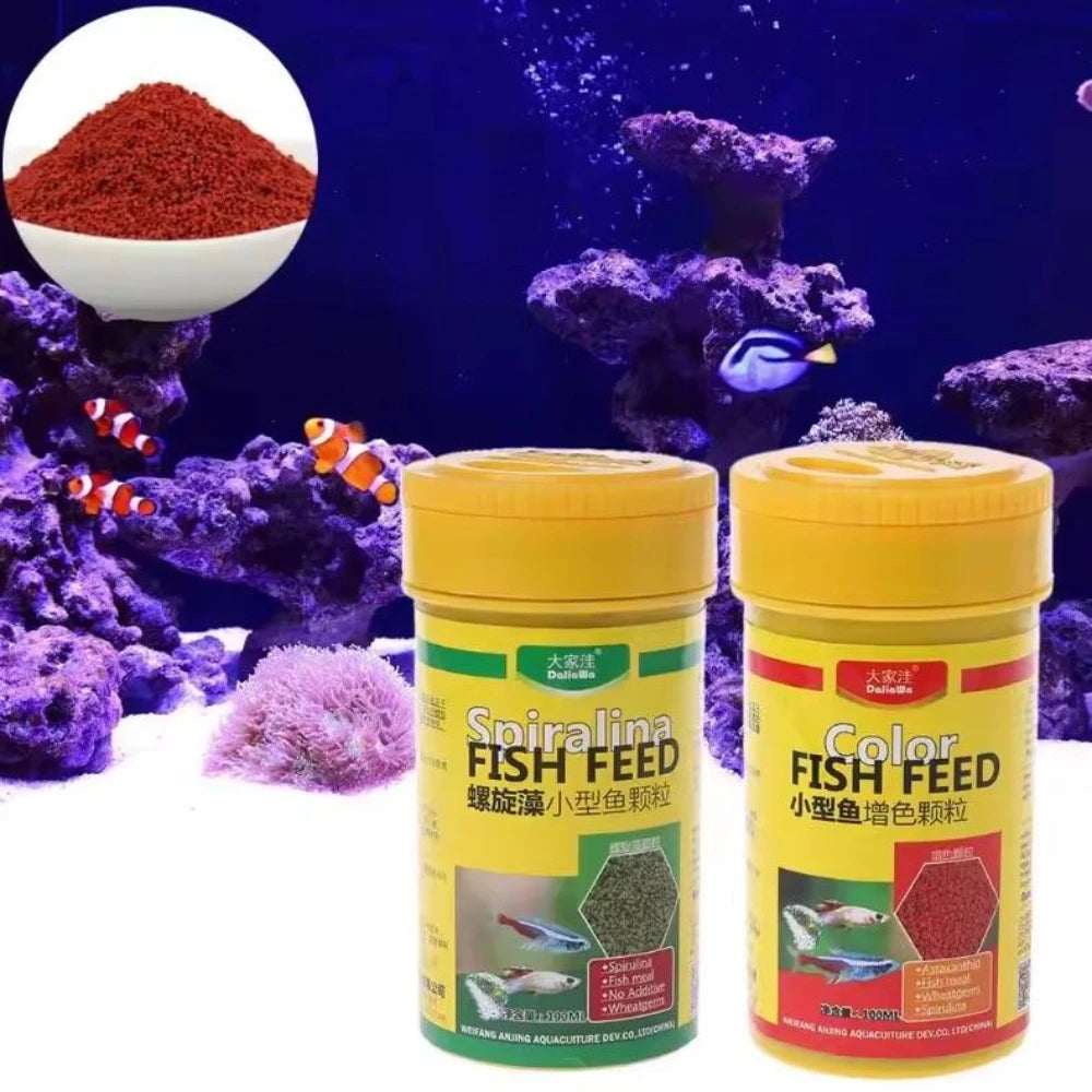 100ml peces tropicales espirulina comida gránulo pescado nutrición comida para acuario pecera Color mejorado alimentación alimentador suministros