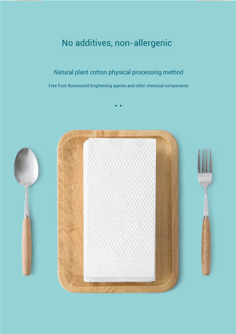 Toallas Faciales Desechables de Algodón 100% - Toallitas Suaves para Desmaquillado y Limpieza