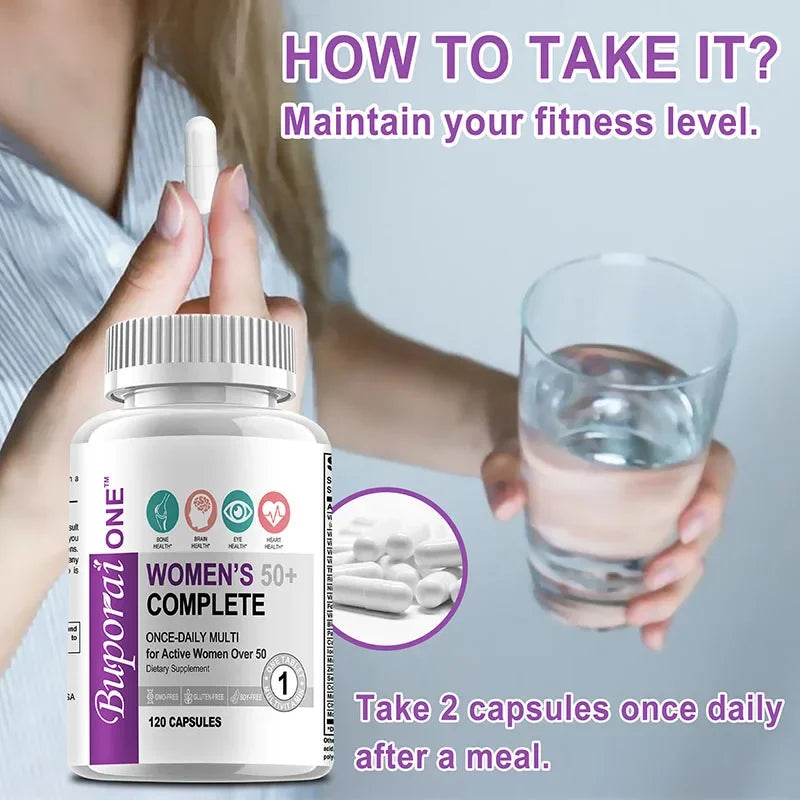 Multivitamina Completa 50+ para Mujer Xemenry | Apoyo para Huesos, Vista, Memoria, Piel y Metabolism