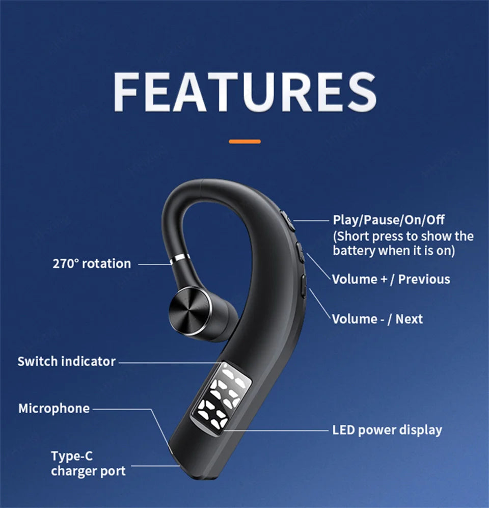 Auriculares Bluetooth con Micrófono para Conducir - Manos Libres con Cancelación de Ruido