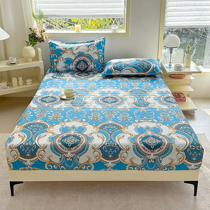 Sábana de estilo Floral con funda de almohada, funda de cama suave, sábana bajera individual/doble/Queen/King/SKing, ropa de cama sabana