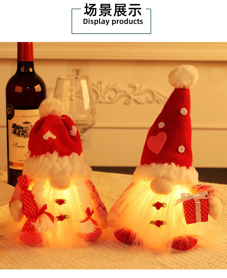 💕 Gnomo Decorativo Iluminado para San Valentín Muñeco Tejido sin Rostro con Luz LED | Regalo Romántico y Decoración del Hogar