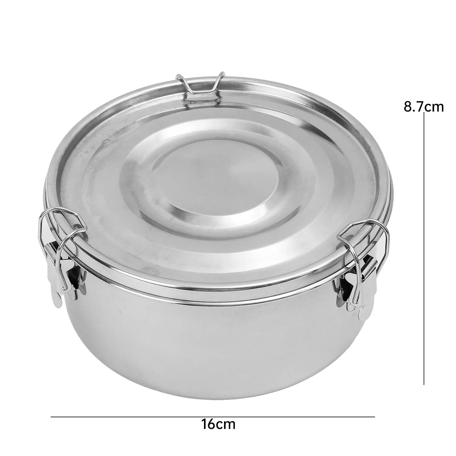 Caja de mantenimiento fresco de acero inoxidable, fiambrera sellada con hebilla, contenedor de comida redondo, contenedor organizador de frutas para refrigerador, 1/3 Uds.