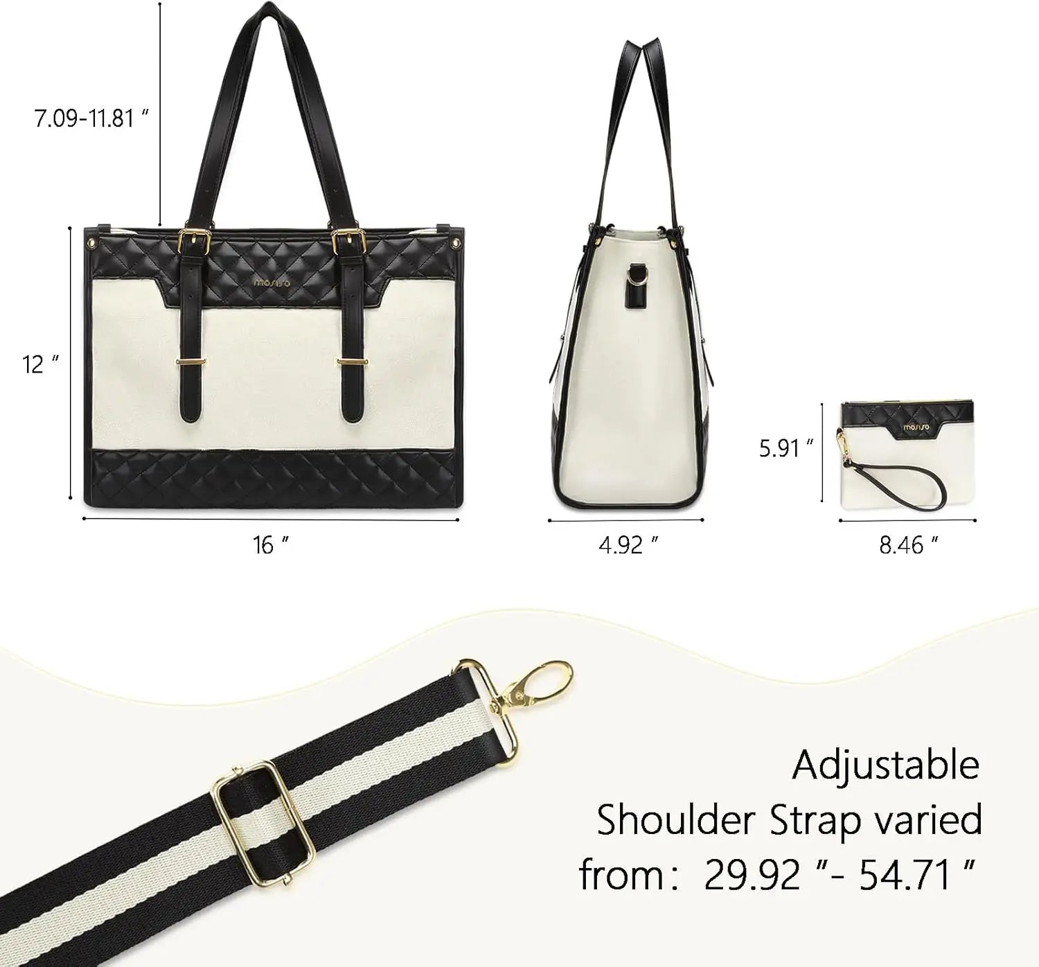 Bolso para Laptop 16" Mujer - Maletín Acolchado Elegante Beige Gran Capacidad