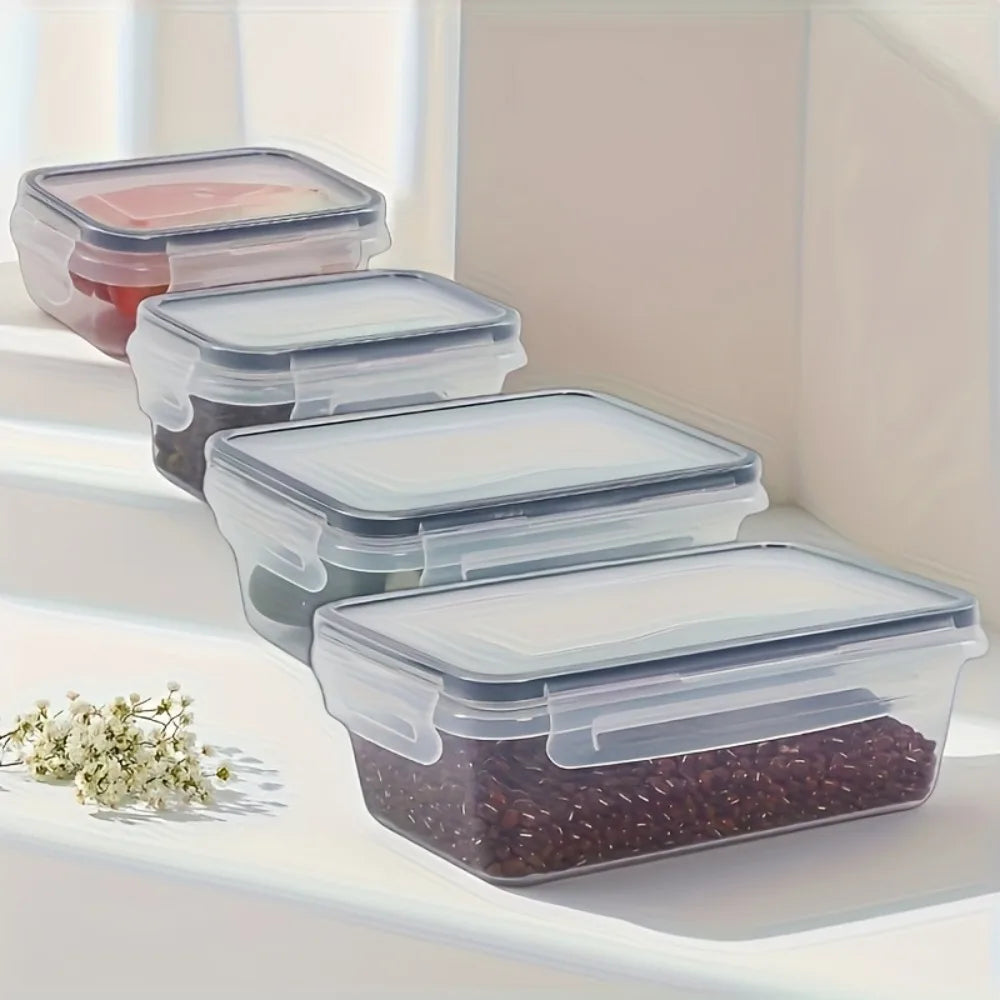 Contenedores de alimentos herméticos sin BPA, 8 unidades, con tapas de bloqueo, almacenamiento de plástico PP seguro para microondas/congelador para productos secos/frutas/verduras