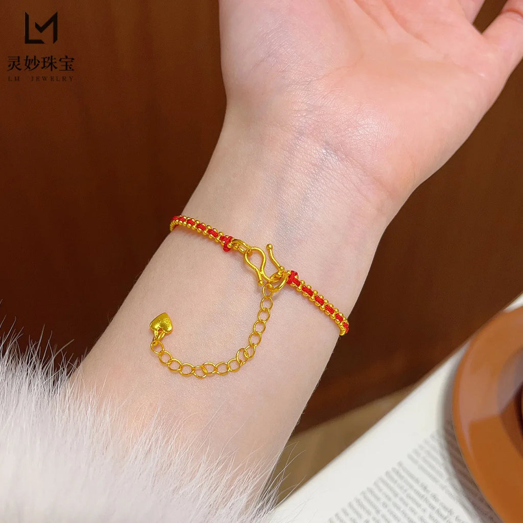 ✨ Pulsera Jiggly Horse Bell en Oro 24K AU999 para Mujer Campana Dorada de Alto Pulido | Brillo Elegante para Uso Diario