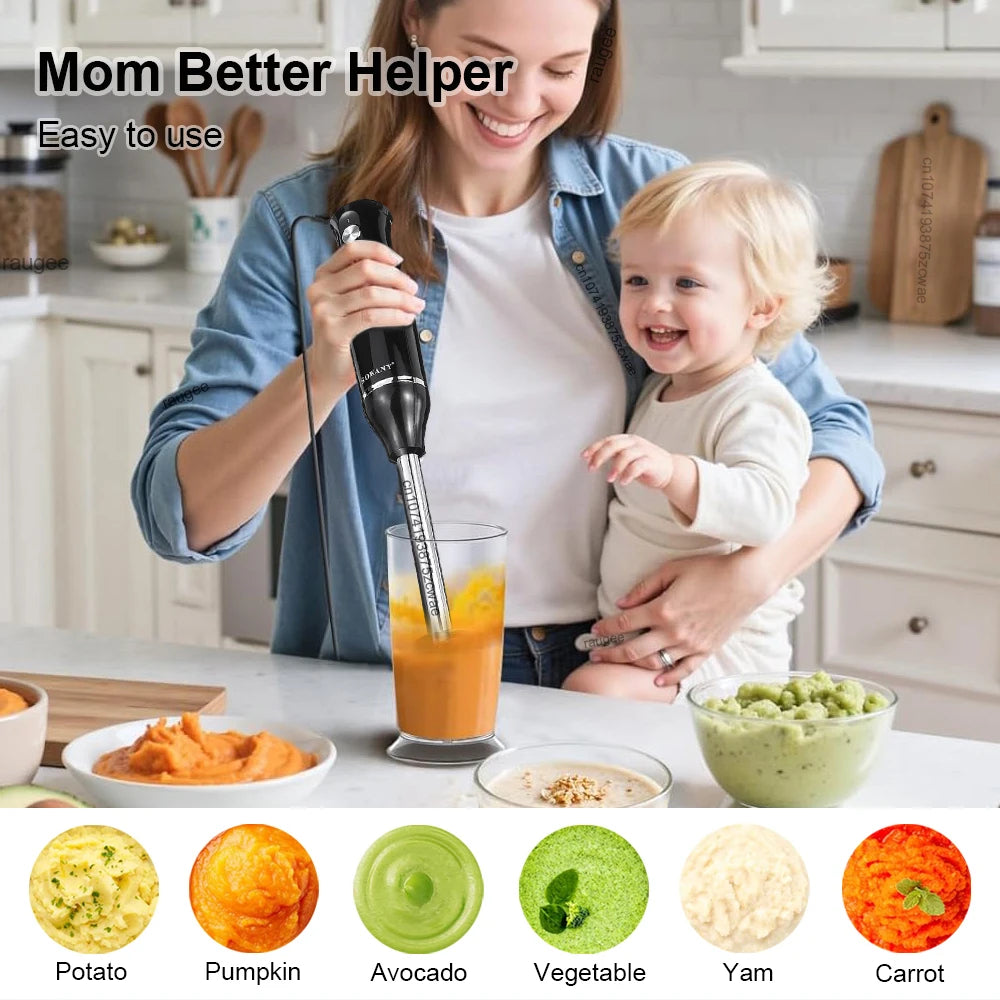 Licuadora de Inmersión 4 en 1 - Batidora de Mano Eléctrica Multifuncional