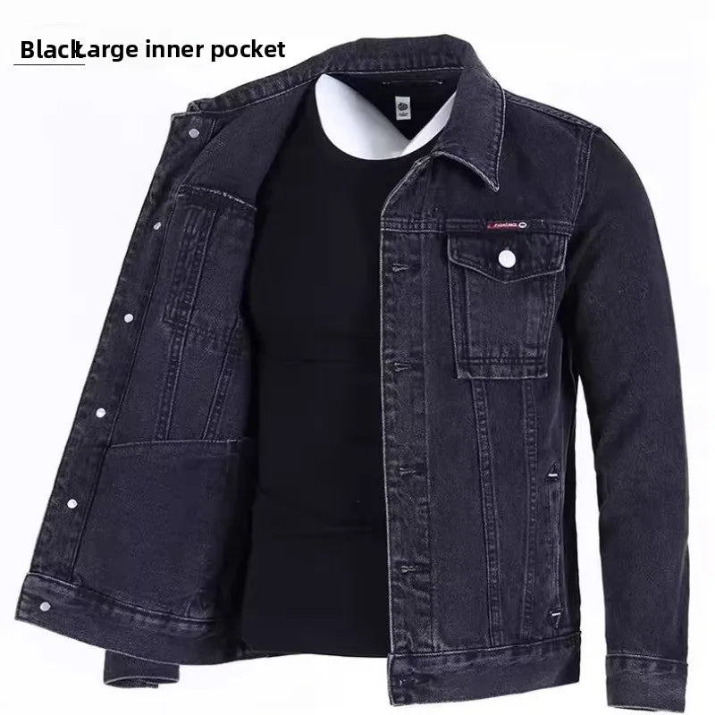 Chaqueta de mezclilla informal a la moda para hombre, ropa de trabajo, estilo clásico, manga larga, resistente al viento, par...