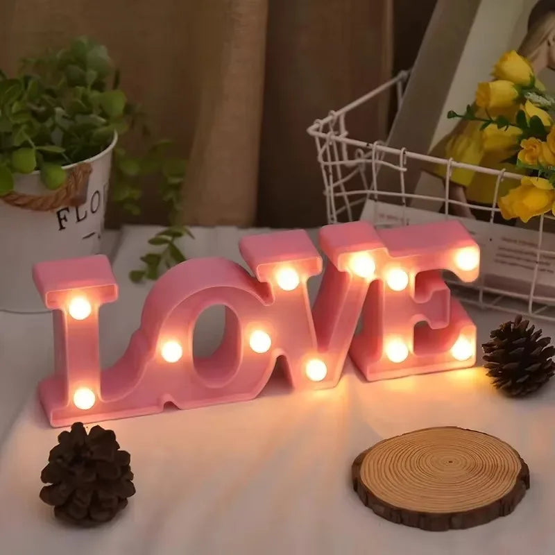 Luces LED de amor para el Día de San Valentín, luces con letras románticas, decoración de escritorio para el hogar, accesorios de ambiente de boda, decoración para fiestas navideñas