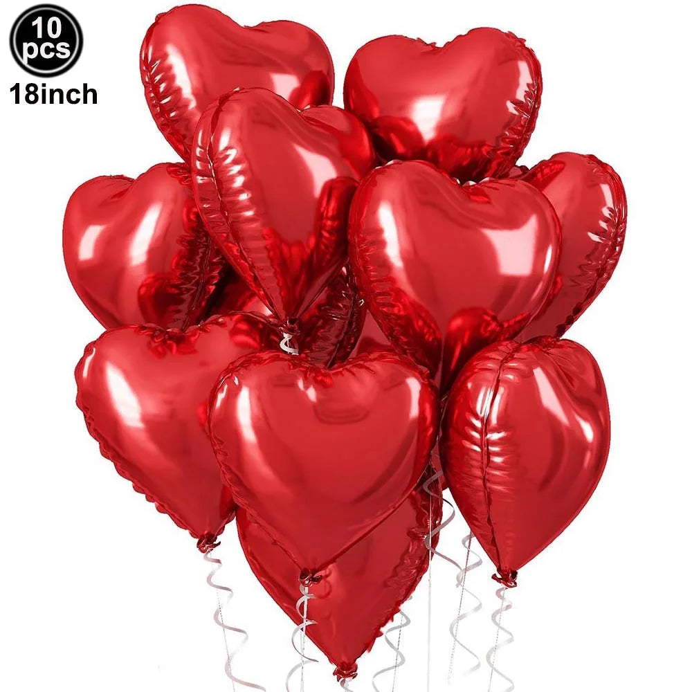 Día de San Valentín corazón rojo te amo labios rojos Rosa flor globos de aluminio decoración de boda aniversario despedida de soltera suministros para fiesta